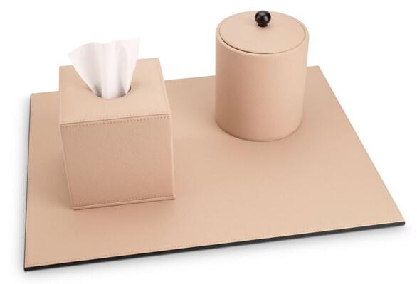 Reversible Main Tray Black and Beige Synthetic Leather 50 x 40cm